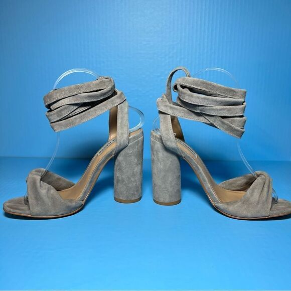 Steve Madden Womens Clary Grey Suede Ankle Wrap Heels 7.5 - Picture 6 of 11